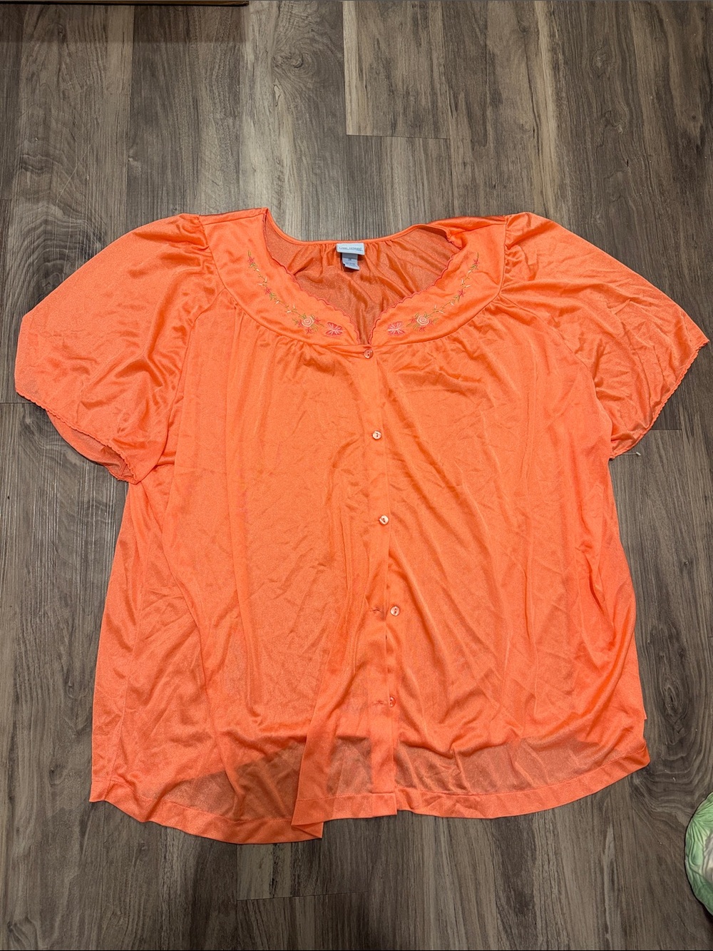 🌙 Y2K Lane Bryant Woman Orange Embroidered Pajama Sleep Top